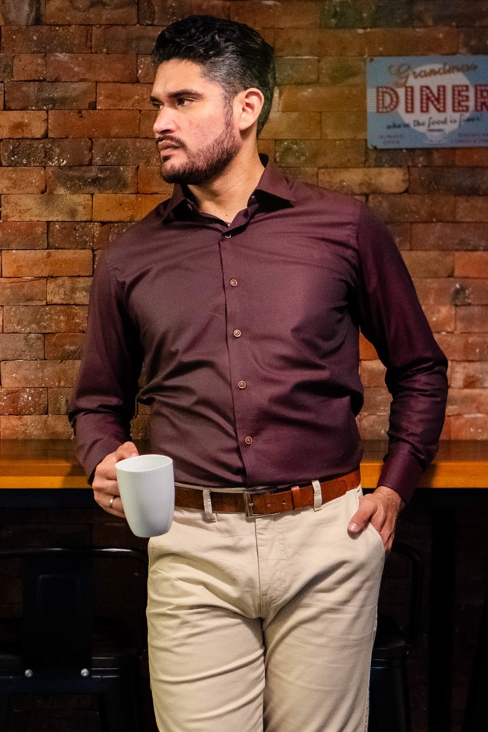 Camisa Vino Royal Oxford 100% Algodón Pima Slim Fit – BARBADENS