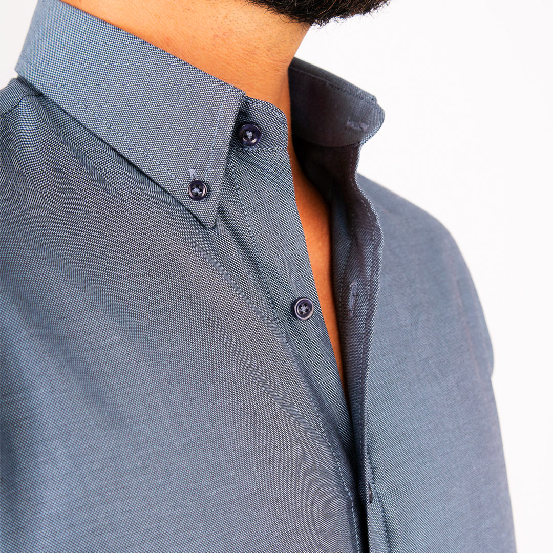 Camisa Azul Royal Oxford 100% Algodón Pima Slim Fit