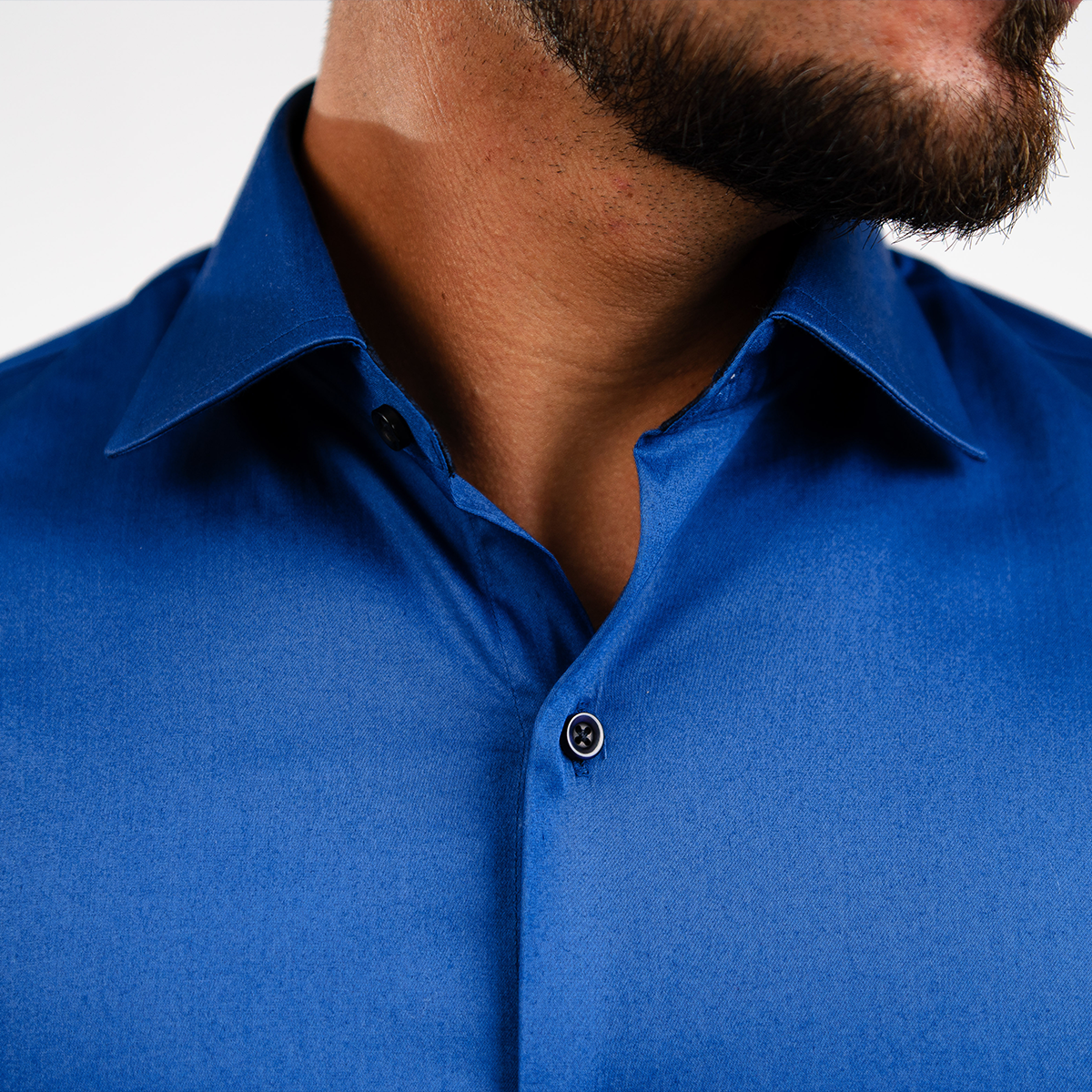 Camisa Azurro Algodón Stretch Slim Fit