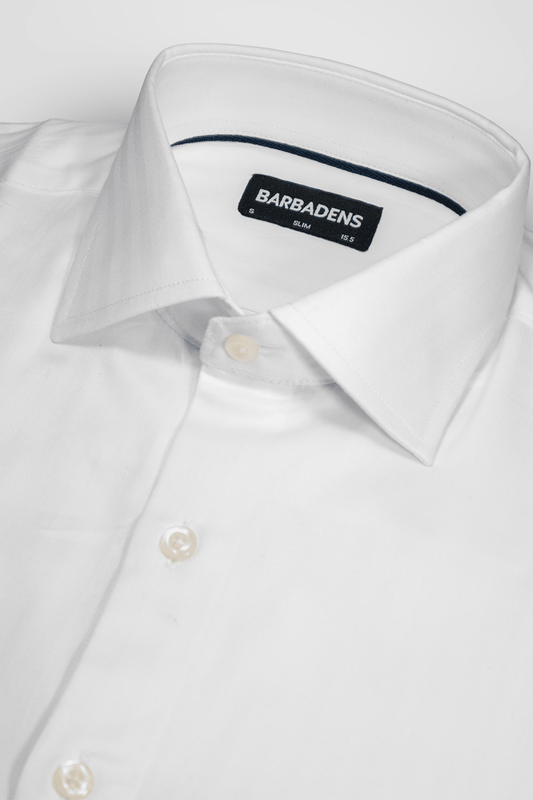 Camisa Blanca Labrada Algodón Stretch Slim Fit - BARBADENS