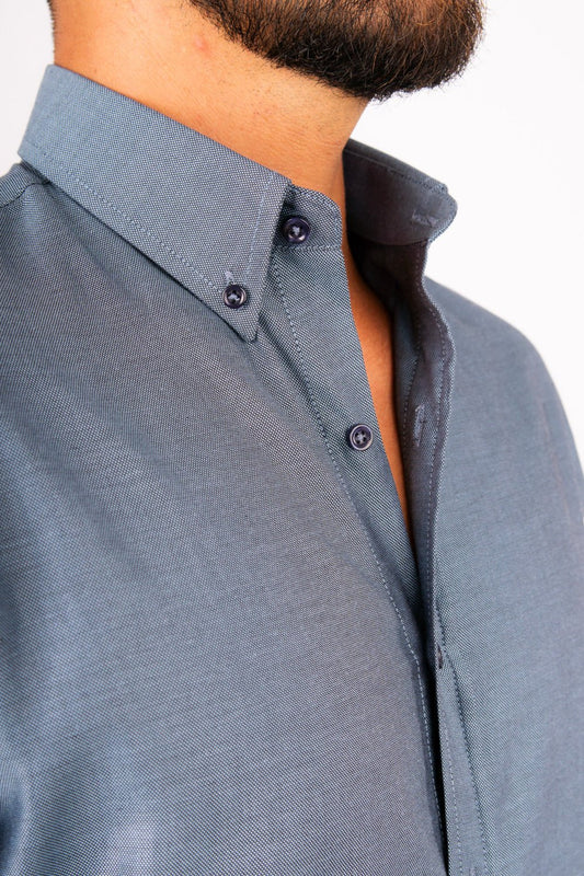 Preventa - Camisa Acero Royal Oxford 100% Algodón Pima Slim Fit - BARBADENS