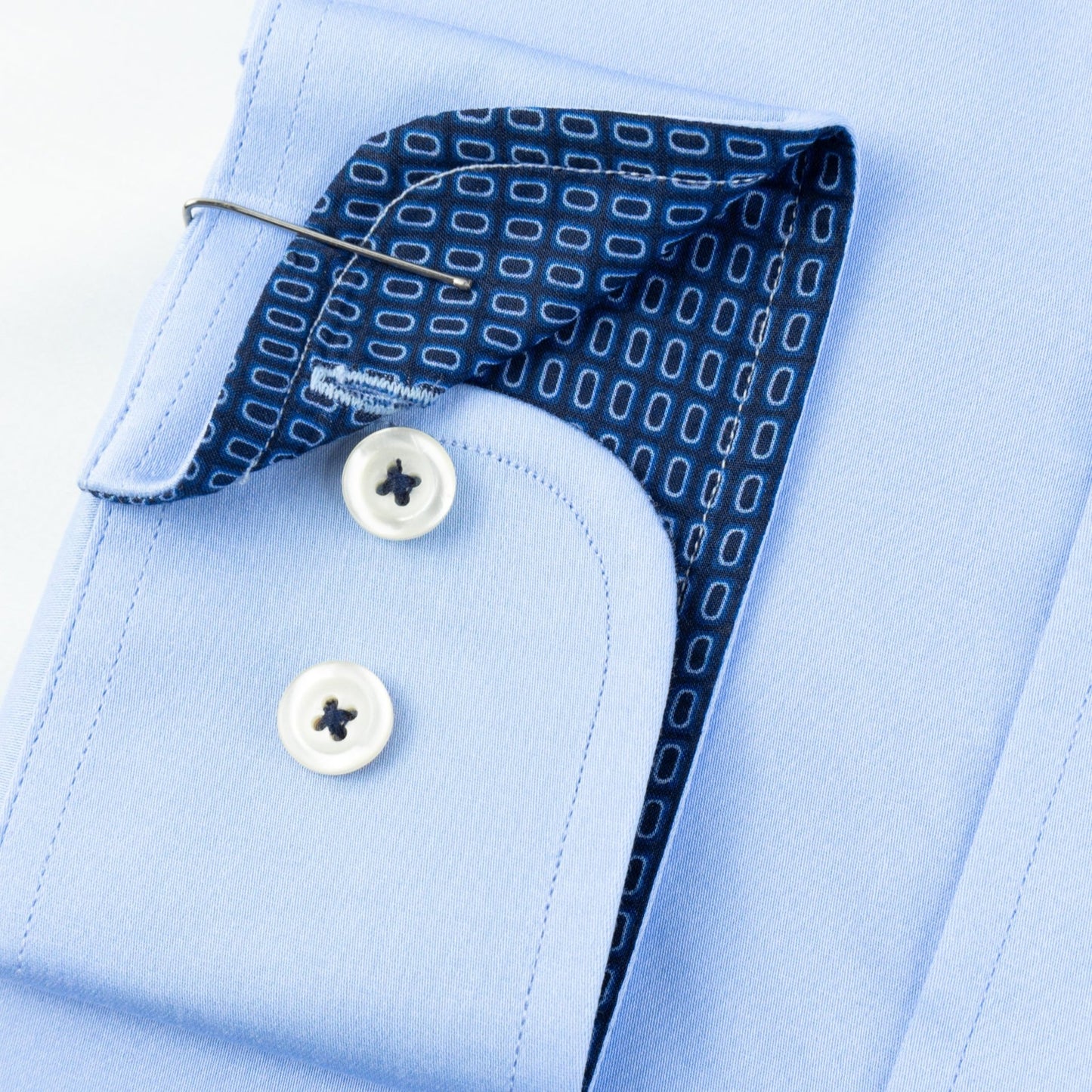 Preventa - Camisa Celeste Algodón Stretch Casual Slim Fit - BARBADENS