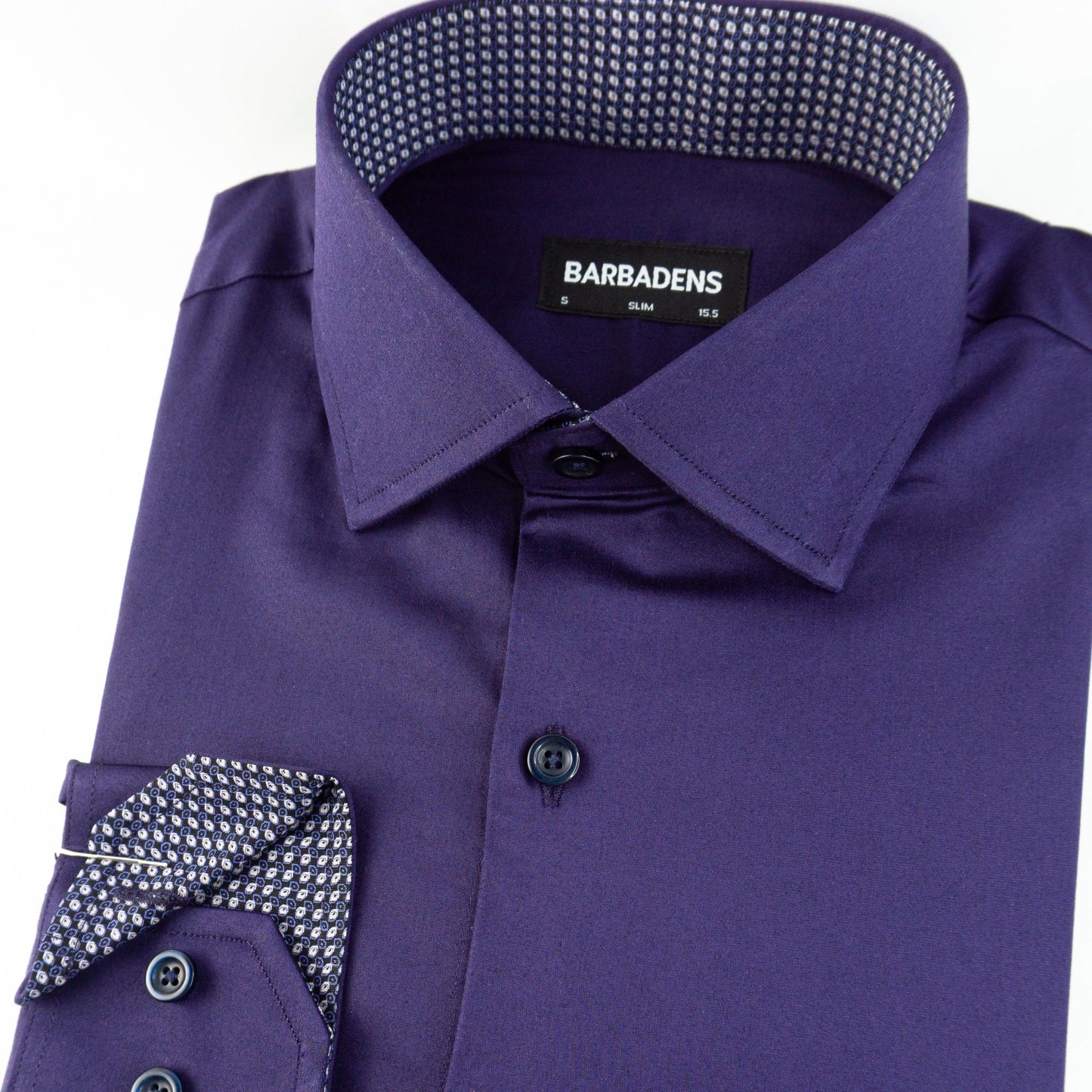 Preventa - Camisa Morada Algodón Stretch Slim Fit - BARBADENS