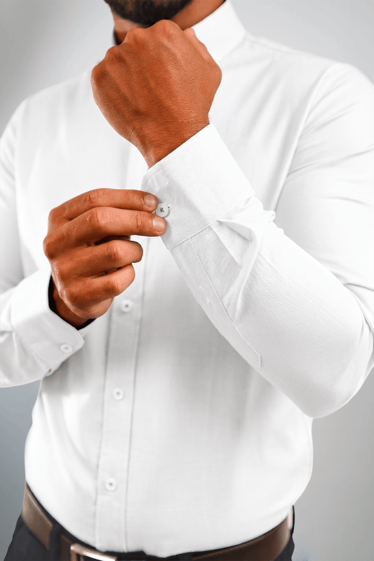 Camisa Blanca Royal Oxford it. Algodón Pima Slim Fit - BARBADENS