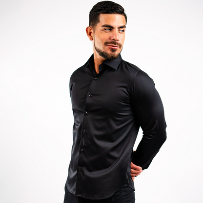 Camisa Negra Algodón Stretch Slim Fit