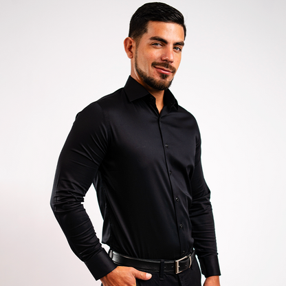 Camisa Negra Algodón Stretch Slim Fit