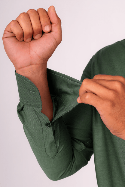 Preventa - Camisa Verde Oxford Algodón Stretch Slim Fit - BARBADENS