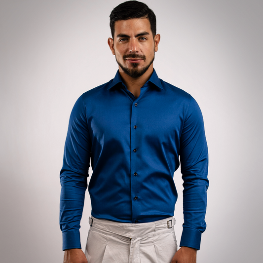Camisa Azurro Algodón Stretch Slim Fit