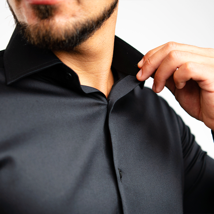 Camisa Negra Algodón Stretch Slim Fit