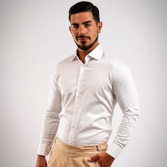 Camisa Blanca Algodón Stretch Slim Fit