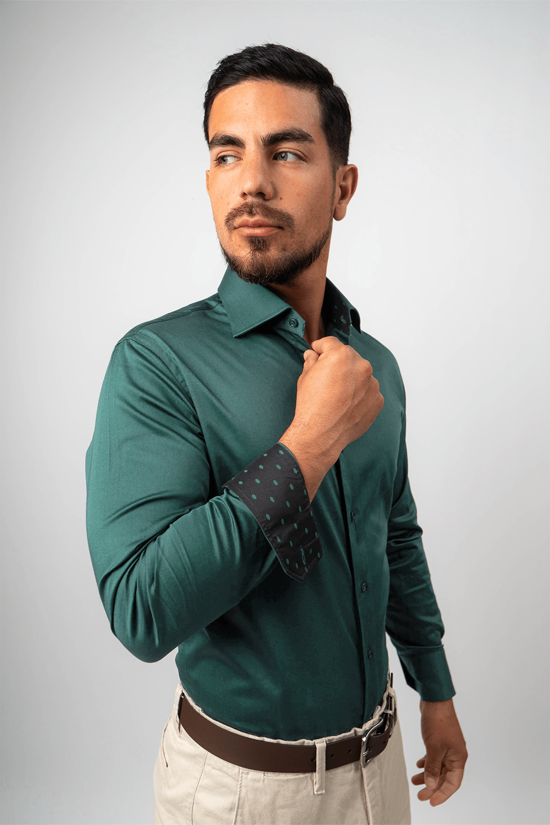 Preventa - Camisa Verde Jade Algodón Stretch Slim Fit - BARBADENS