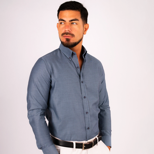 Camisa Azul Royal Oxford 100% Algodón Pima Slim Fit