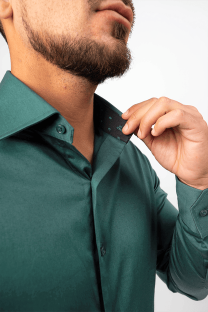 Preventa - Camisa Verde Jade Algodón Stretch Slim Fit - BARBADENS