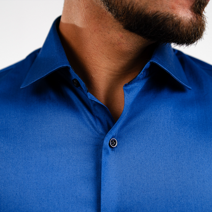 Camisa Azurro Algodón Stretch Slim Fit