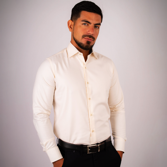 Camisa Slim Fit Algodón Pima Crema