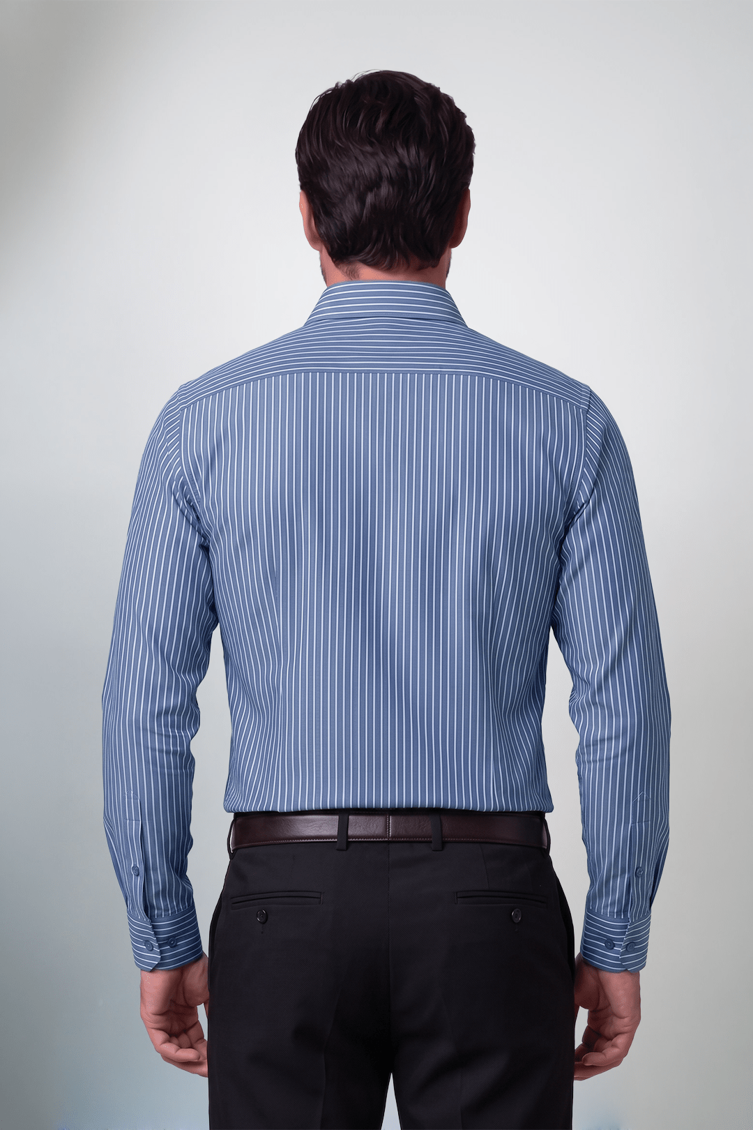 Preventa - Camisa Acero Líneas Algodón Bambú Slim Fit - BARBADENS