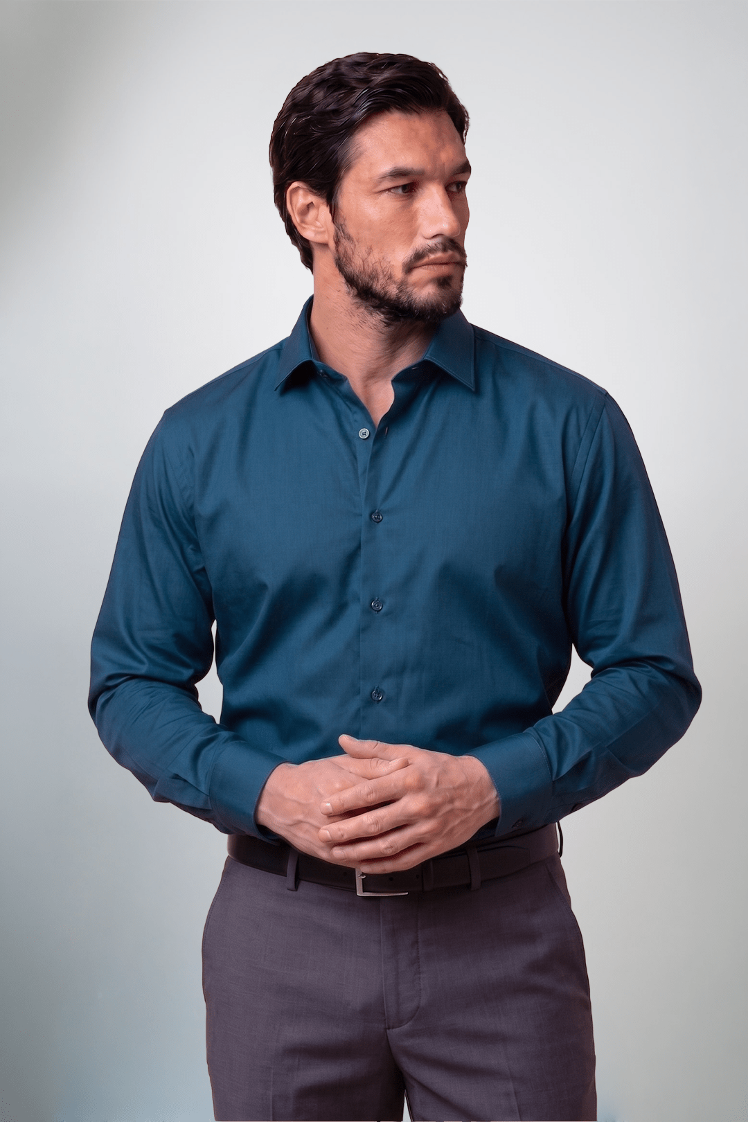 Preventa - Camisa Azul Cobalto Algodón Stretch Regular Fit - BARBADENS