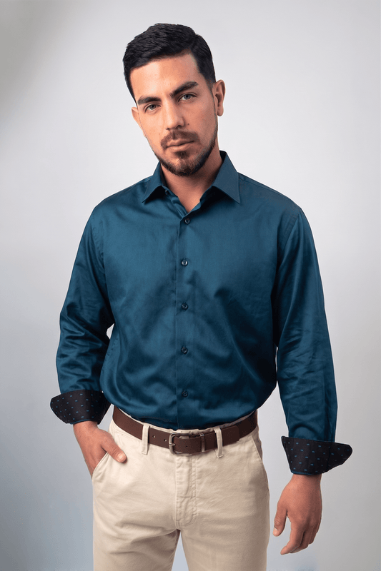 Preventa - Camisa Azul Cobalto Algodón Stretch Regular Fit - BARBADENS