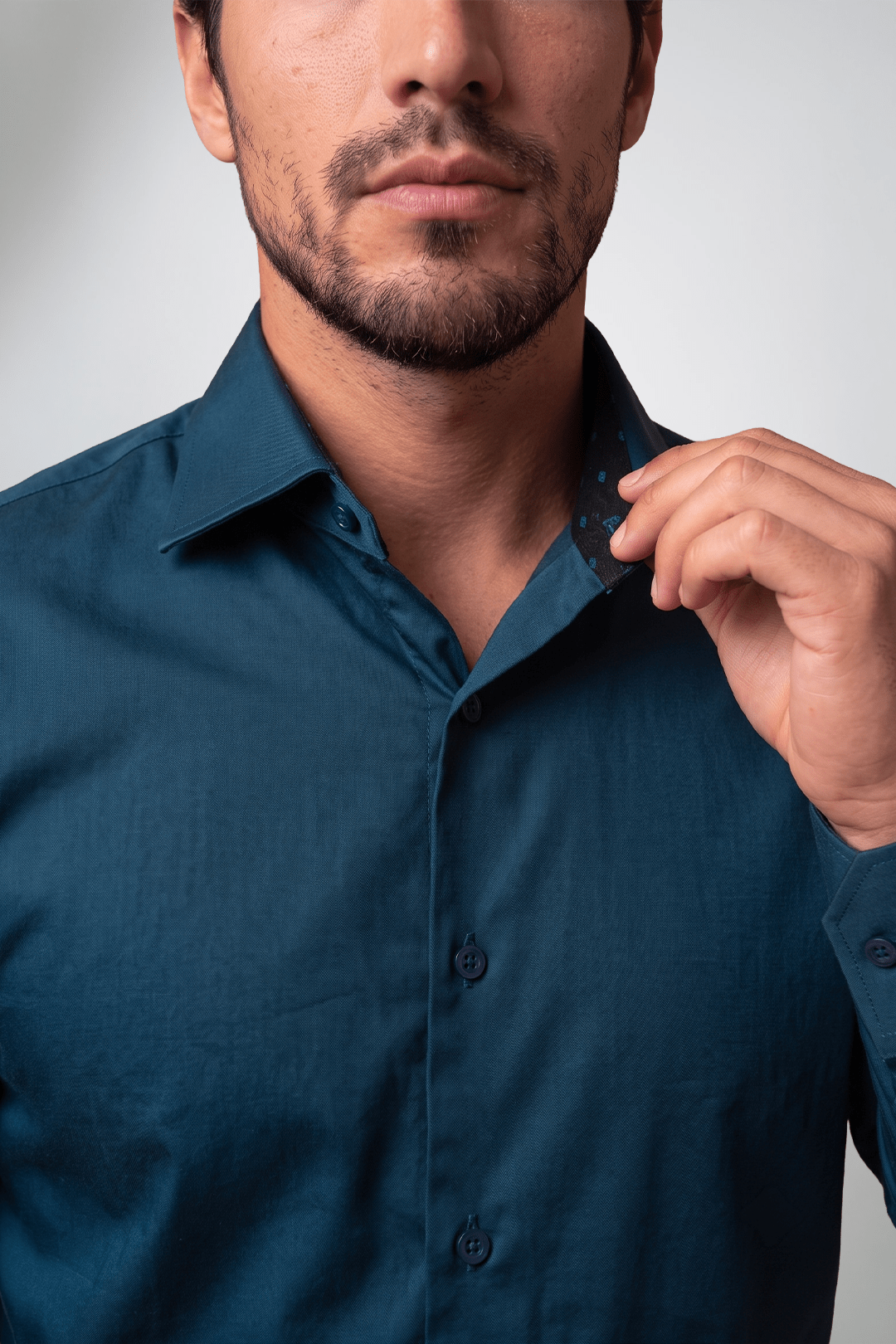Preventa - Camisa Azul Cobalto Algodón Stretch Slim Fit - BARBADENS