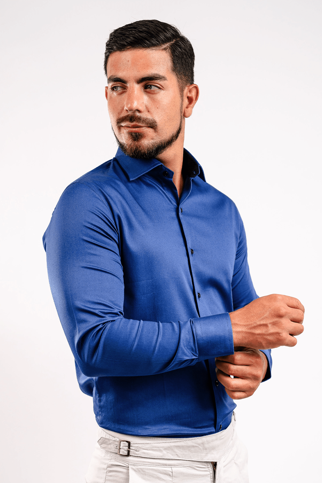 Camisa Azul Marino Algodón Stretch Slim Fit - BARBADENS