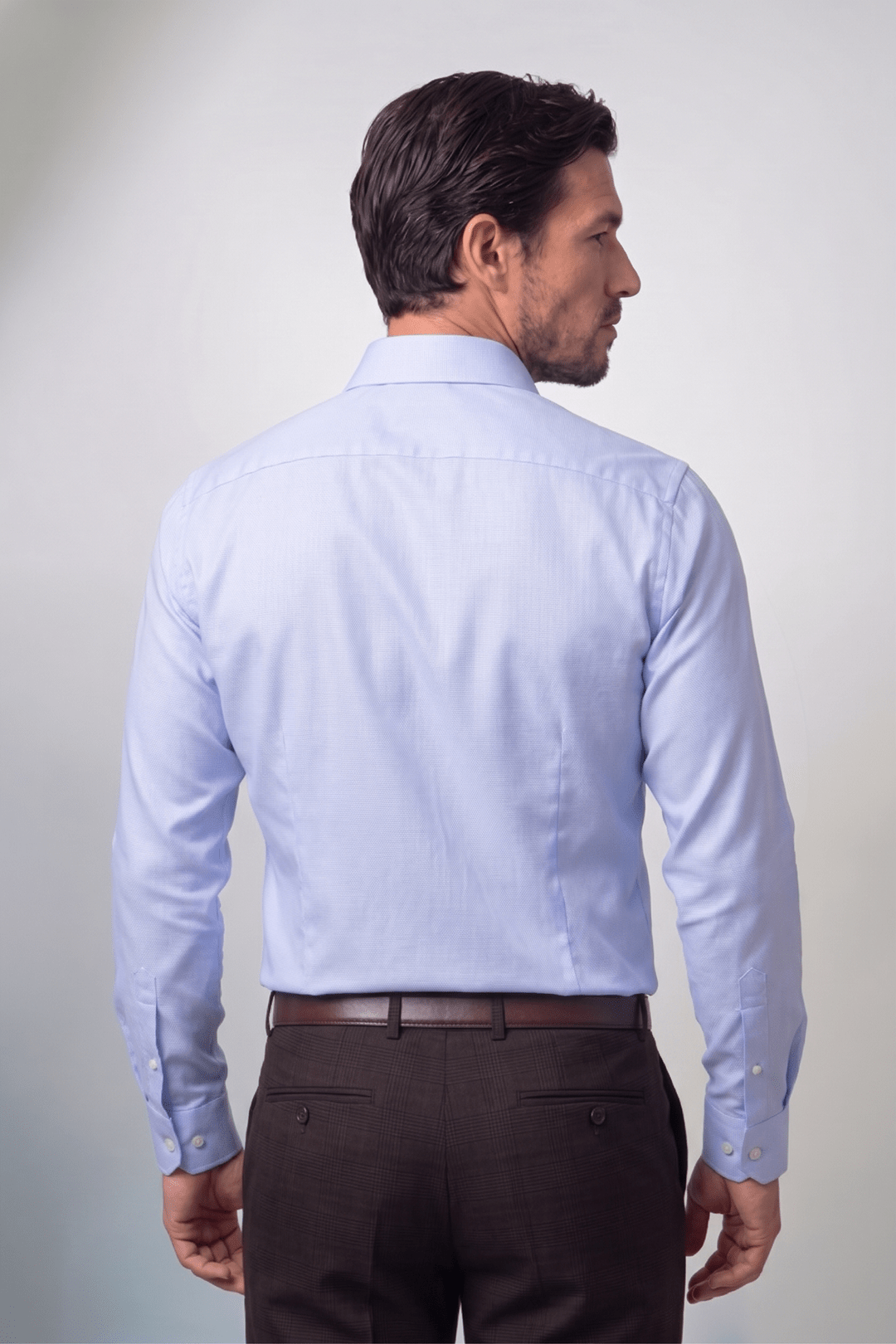 Preventa - Camisa Celeste Algodón Bambú Stretch Slim Fit - BARBADENS