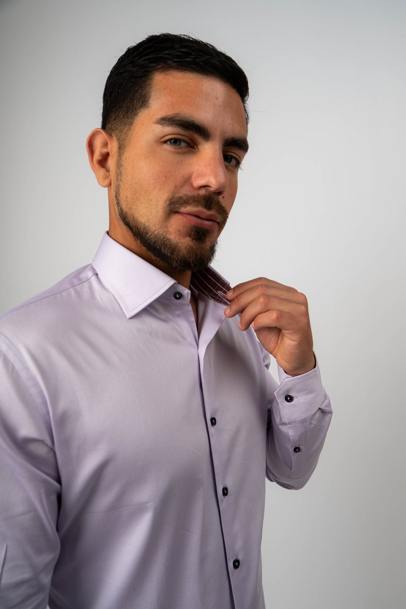 Preventa - Camisa Lila Algodón Stretch Slim Fit - BARBADENS