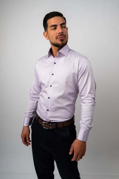 Preventa - Camisa Lila Algodón Stretch Slim Fit - BARBADENS