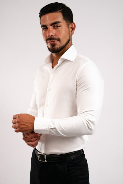 Camisa Blanca Pima Labrada Slim Fit - BARBADENS