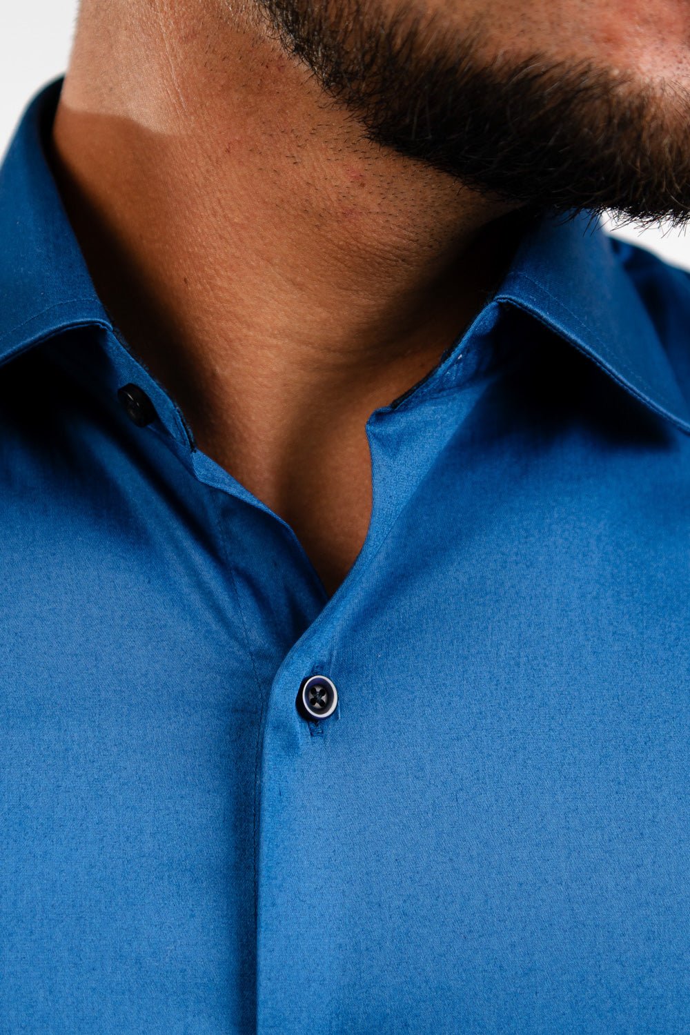 Preventa - Camisa Azurro Algodón Stretch Slim Fit - BARBADENS