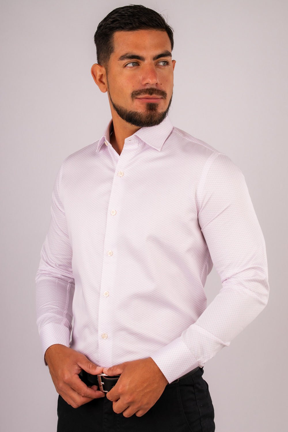 Camisa Slim Fit Algodón Pima Blanco Est. - BARBADENS