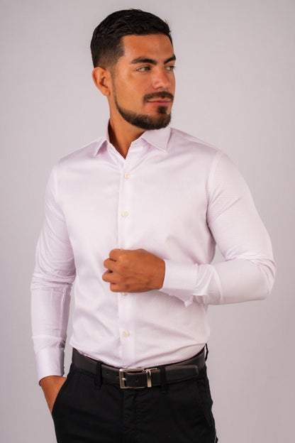 Camisa Slim Fit Algodón Pima Blanco Est. - BARBADENS