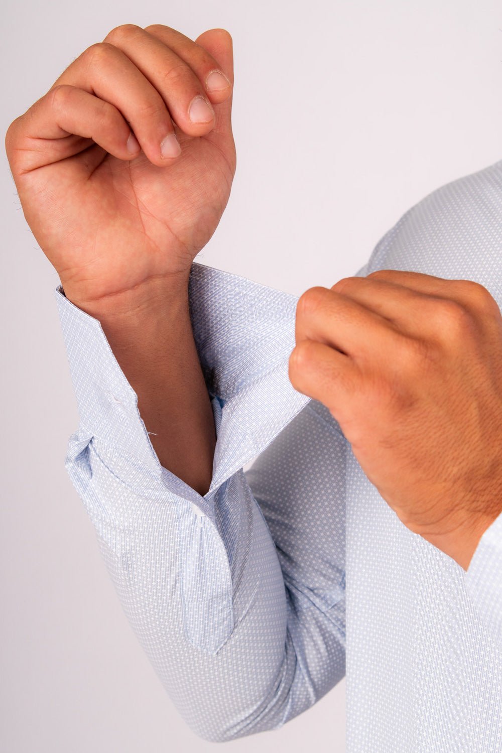 Camisa Slim Fit Algodón Pima Celeste Est. - BARBADENS