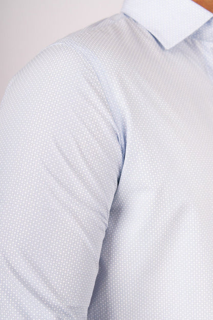 Camisa Slim Fit Algodón Pima Celeste Est. - BARBADENS