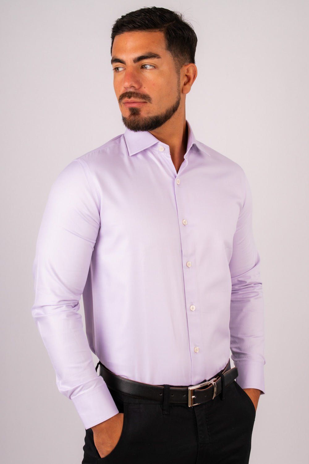 Camisa Lila Dobby 100% Algodón Pima Slim Fit - BARBADENS