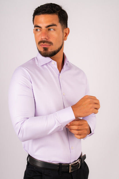 Camisa Lila Dobby 100% Algodón Pima Slim Fit - BARBADENS