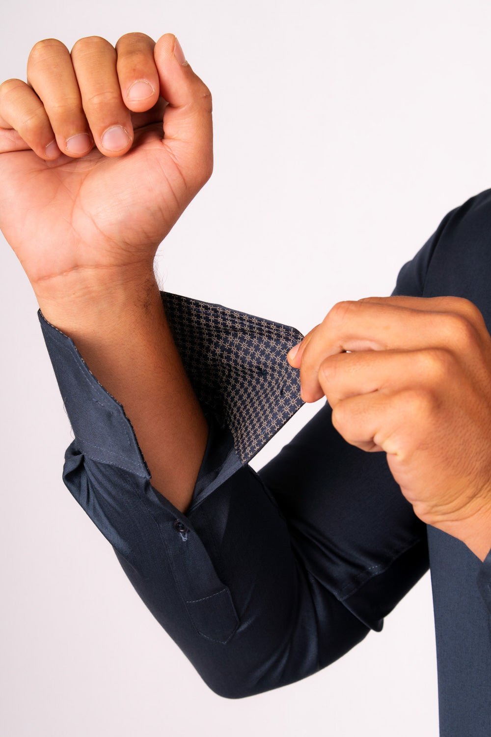 Camisa Azul Acero Algodón Stretch Slim Fit - BARBADENS