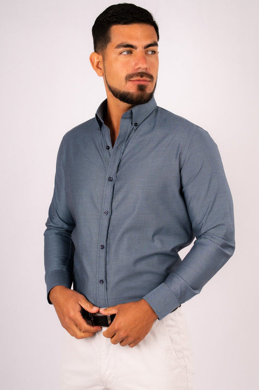 Preventa - Camisa Acero Royal Oxford 100% Algodón Pima Slim Fit - BARBADENS