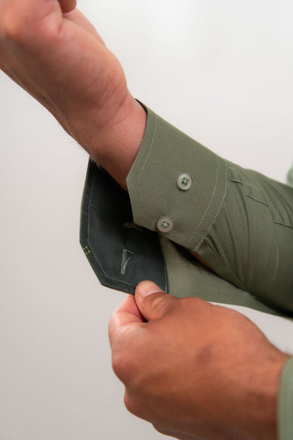 Camisa Verde Olivo Algodón Strecth Slim Fit