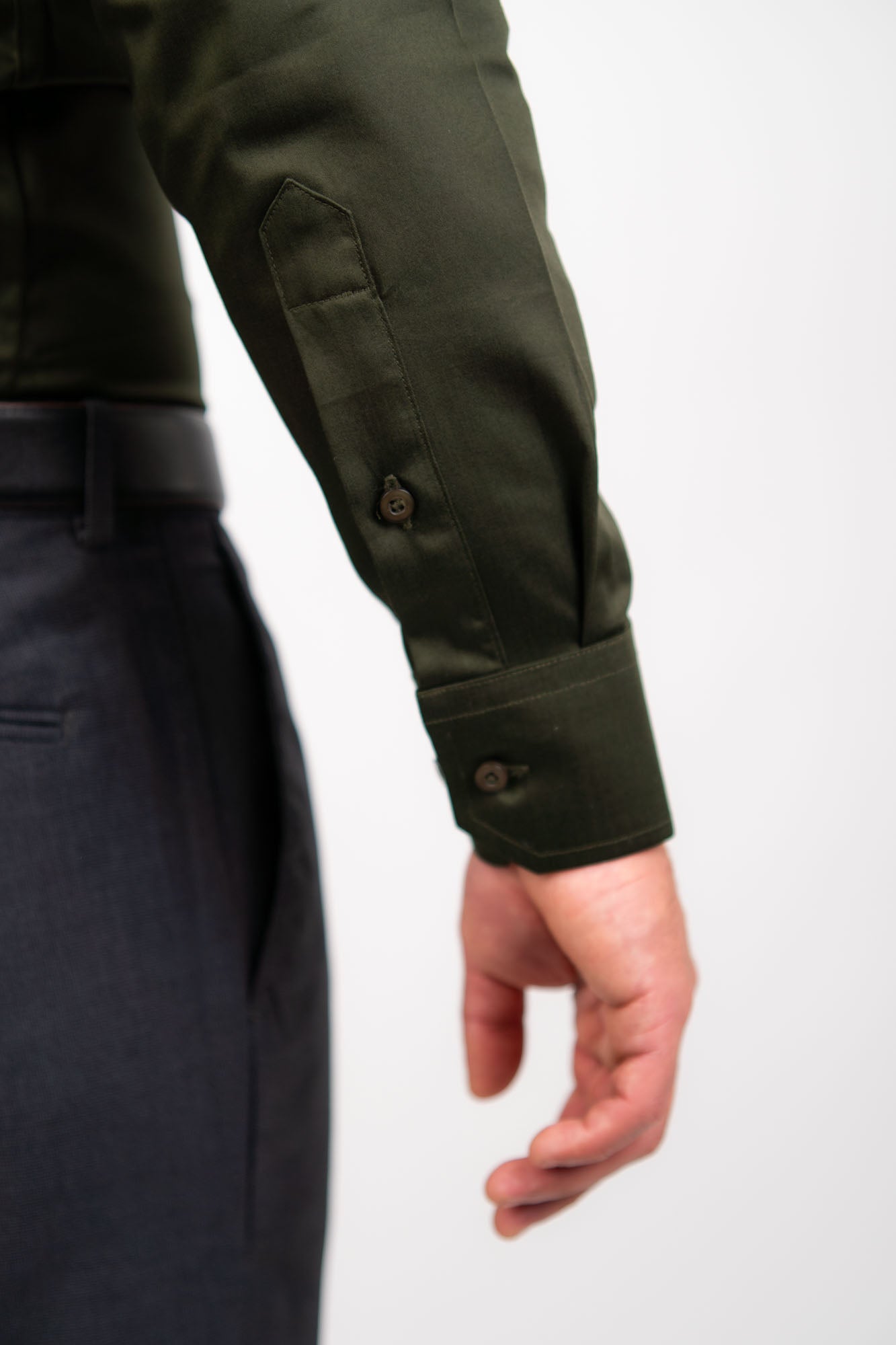 Preventa - Camisa Verde Militar Algodón Stretch Slim Fit