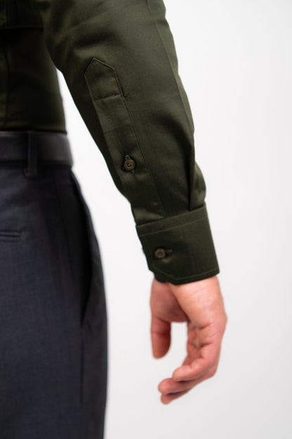 Preventa - Camisa Verde Militar Algodón Stretch Slim Fit