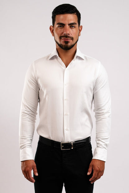 Camisa Blanca Pima Labrada Slim Fit - BARBADENS