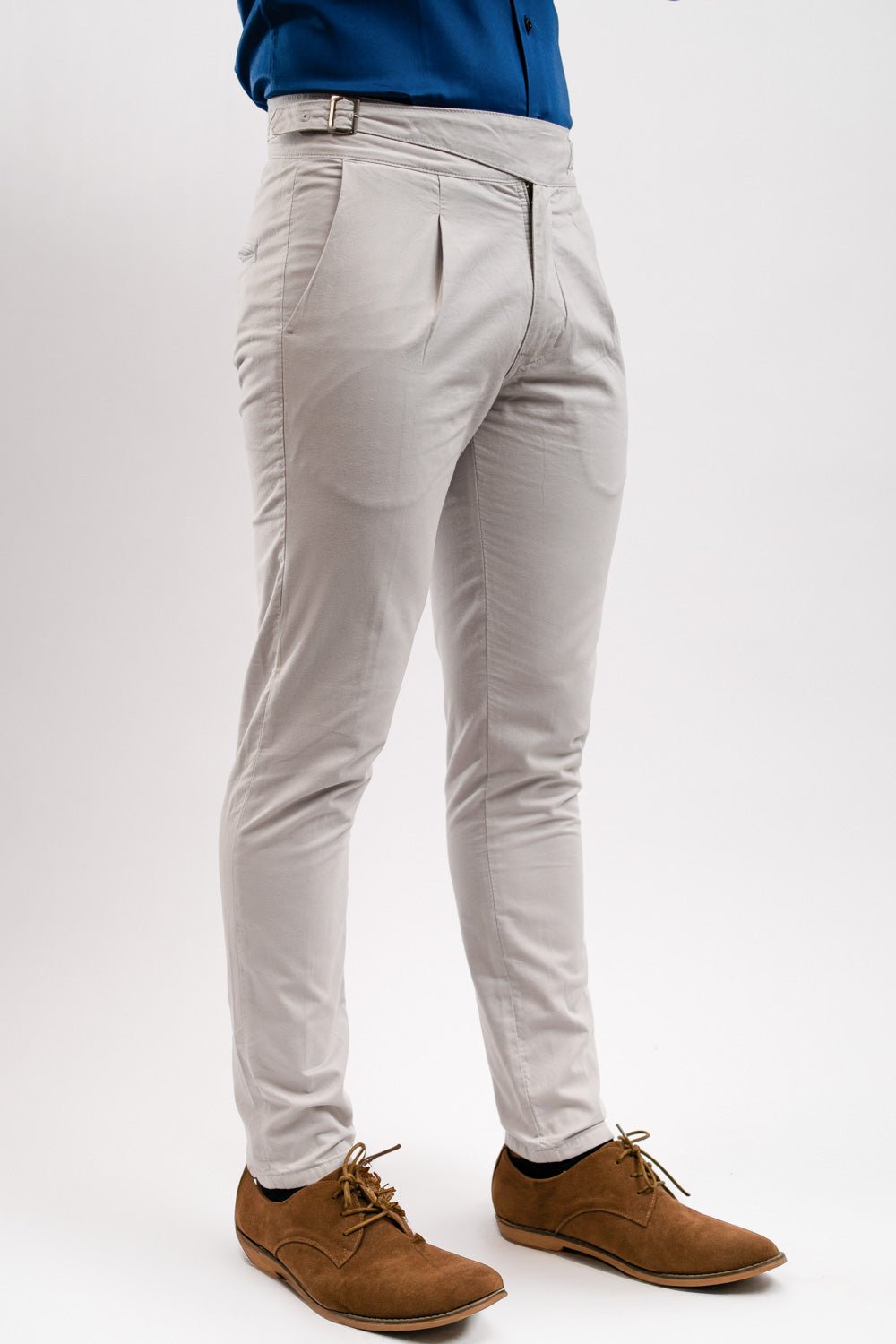 Pantalón Gurkha Gris Algodón Stretch Slim Fit - BARBADENS