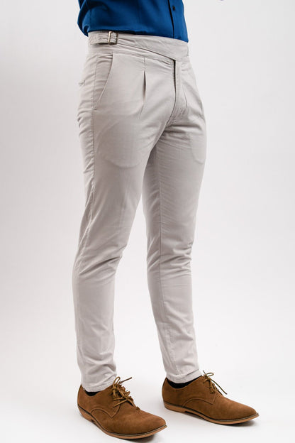 Pantalón Gurkha Gris Algodón Stretch Slim Fit - BARBADENS