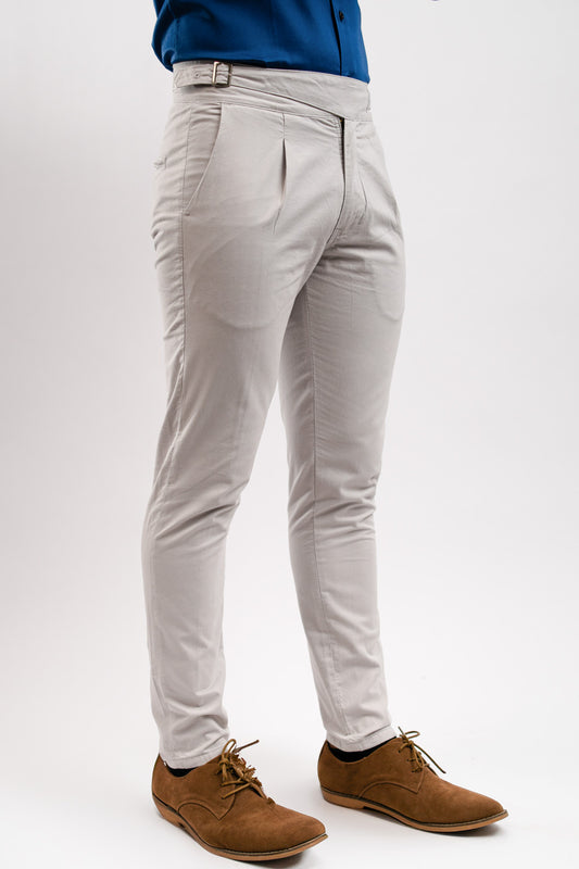 Pantalón Gurkha Gris Algodón Stretch Slim Fit