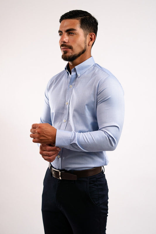 Preventa - Camisa Azurro Royal Oxford 100% Algodón Pima - BARBADENS