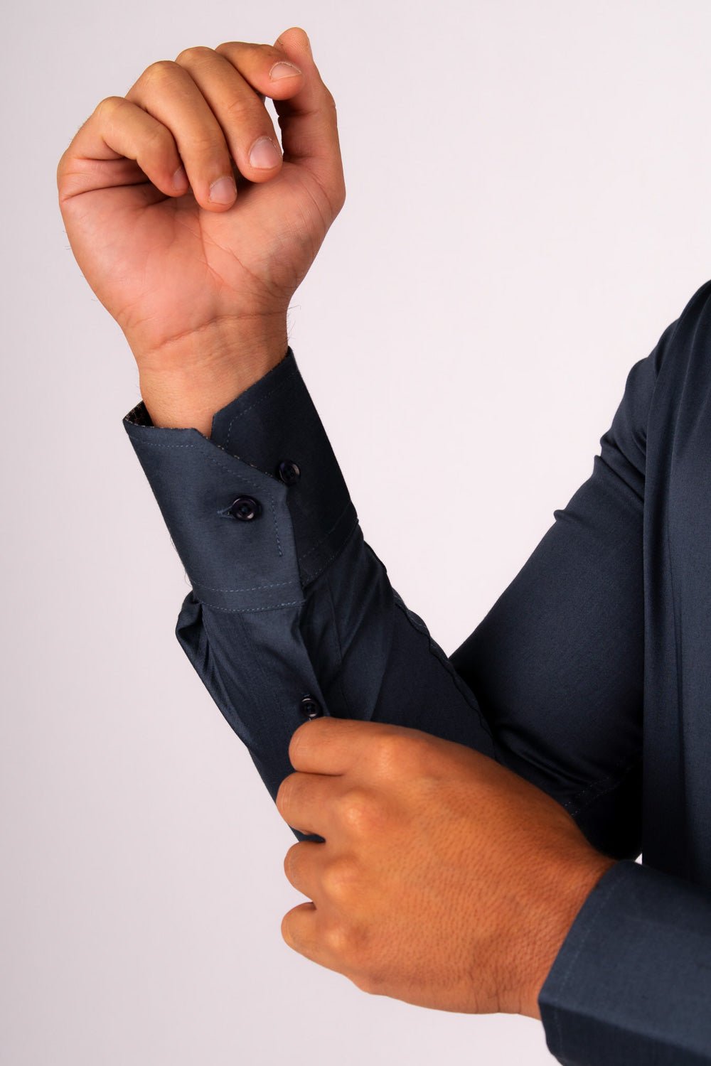 Preventa - Camisa Azul Acero Algodón Stretch Slim Fit - BARBADENS
