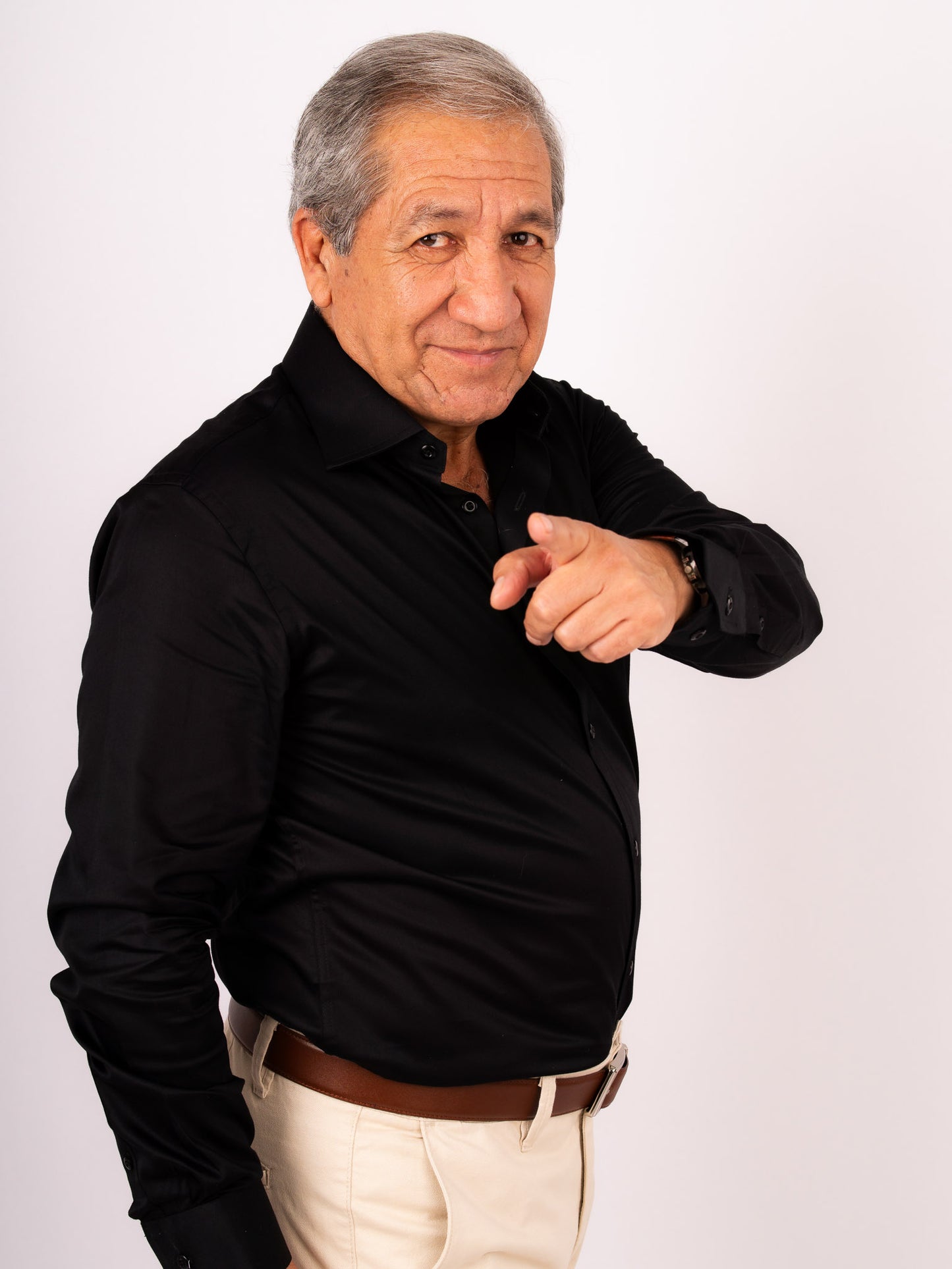 Preventa - Camisa Negra Algodón Stretch Slim Fit