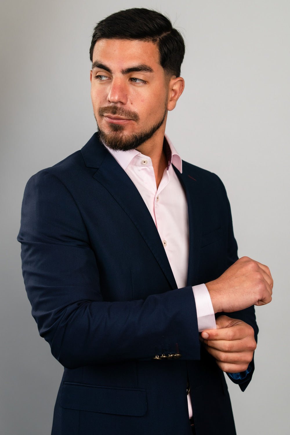 Camisa Rosada c/Guinda Algodón Stretch Slim Fit - BARBADENS