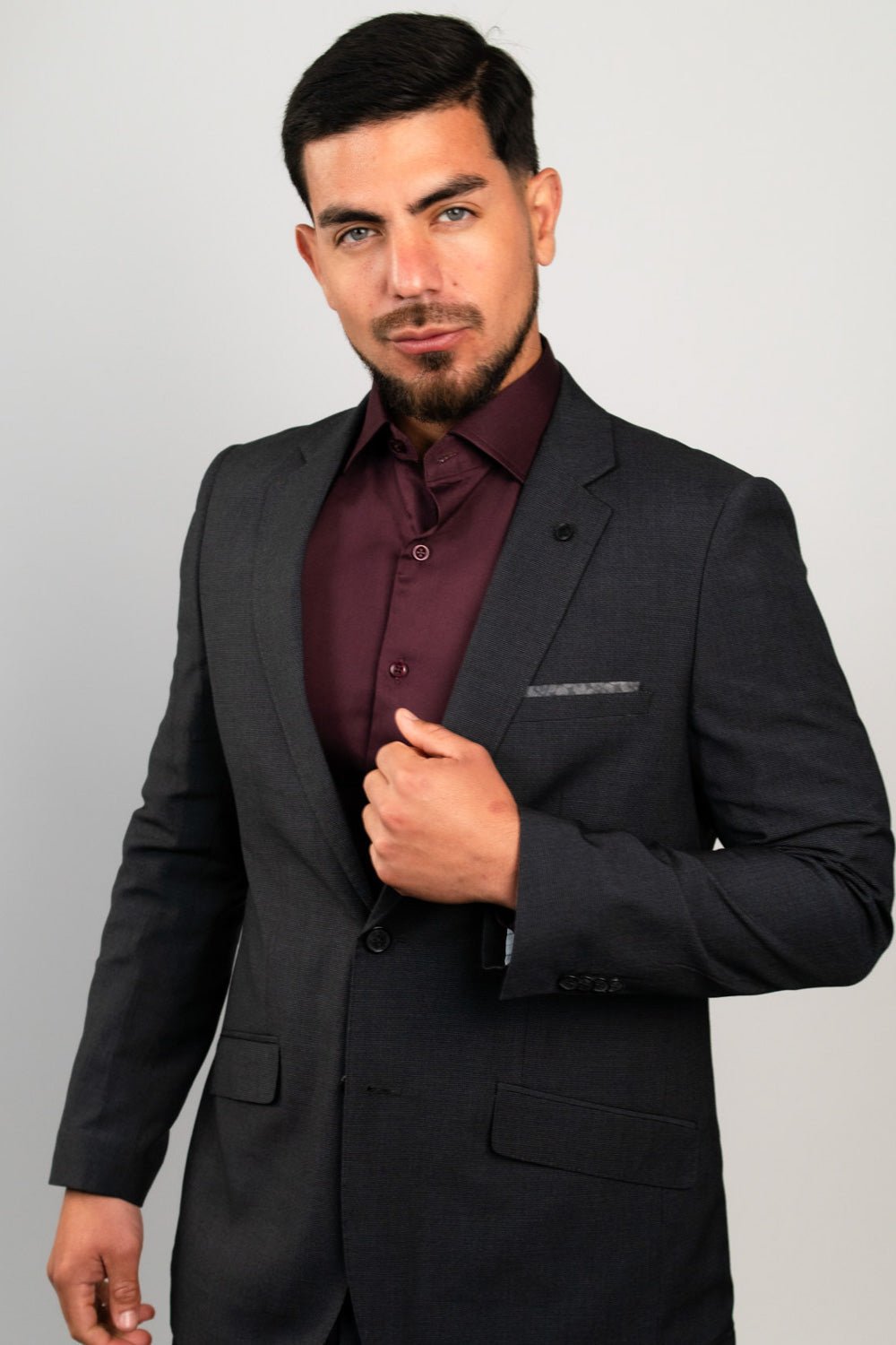 Preventa - Camisa Vino Algodón Stretch Slim Fit - BARBADENS