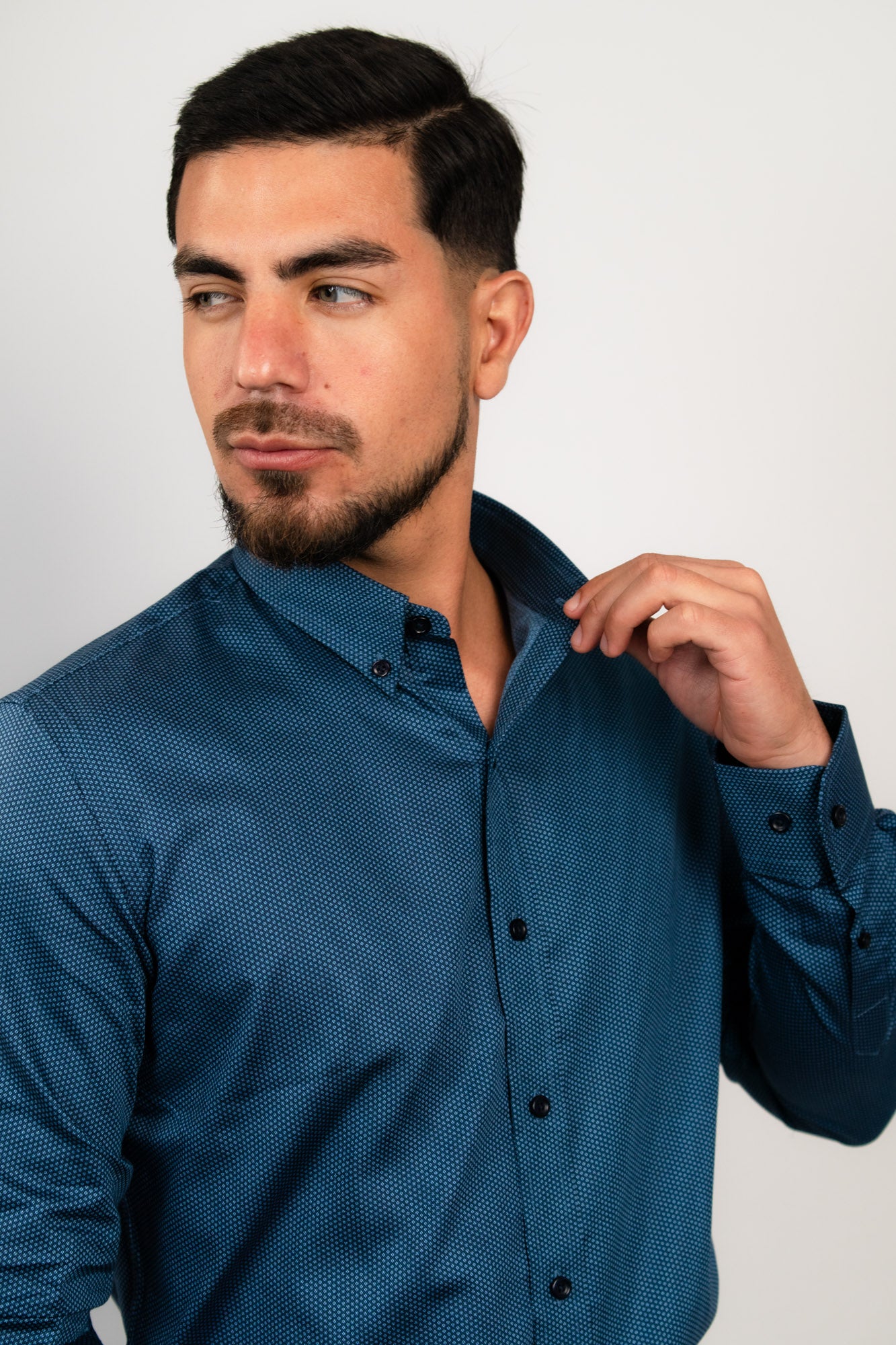 Camisa Azul Est. Algodón Pima Slim Fit - BARBADENS